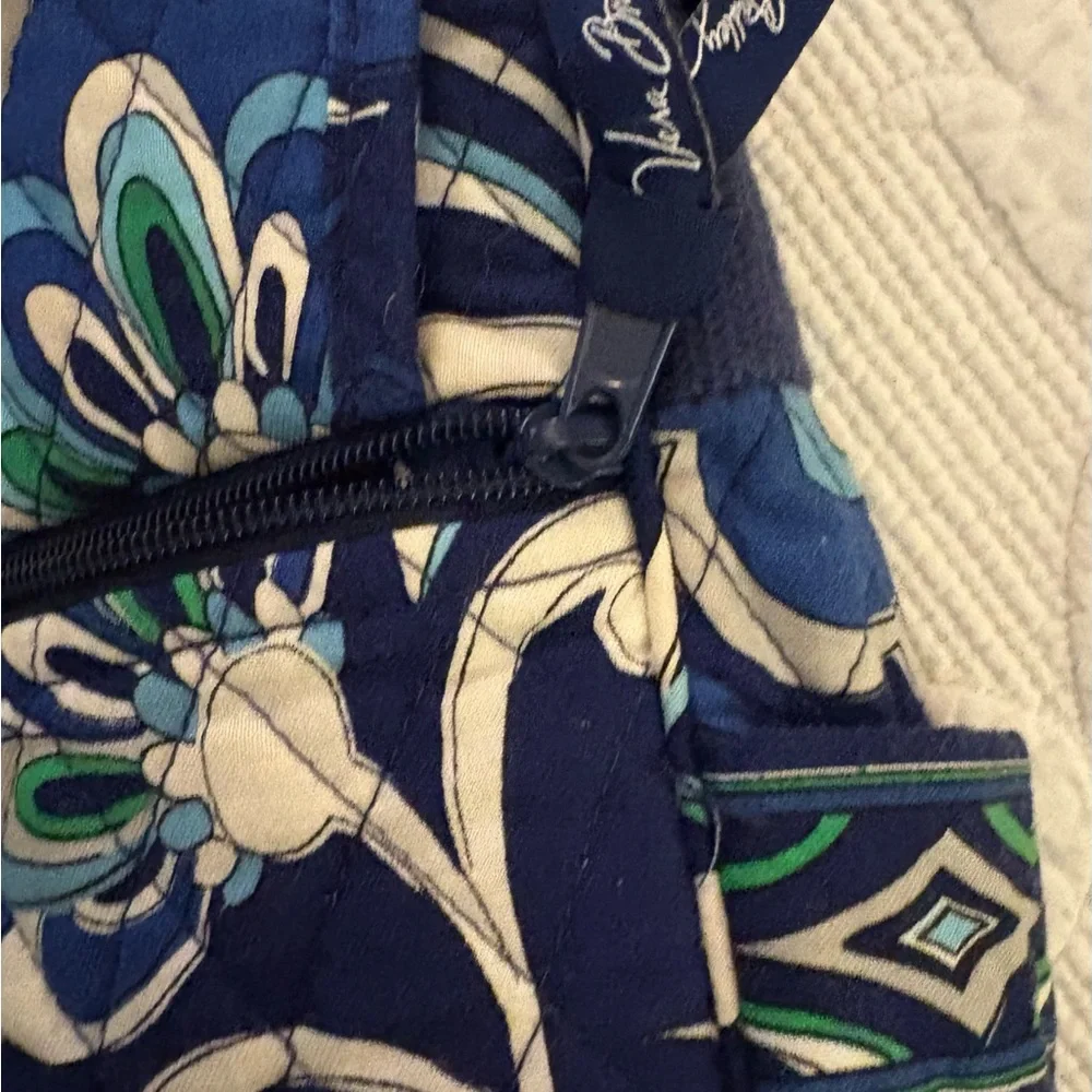 Vera Bradley Navy Blue & Green Quilted Crossbody Laptop Bag